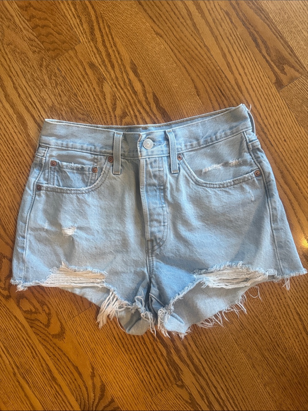 Levi's Light Wash Distressed Cutoff Denim Shorts
